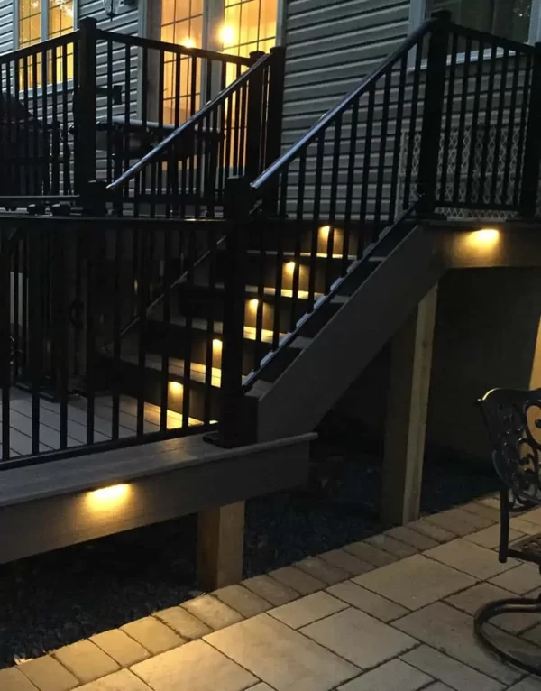 tru scapes deck fence lighting ts a1001 6 recessed LED step riser steps dusk